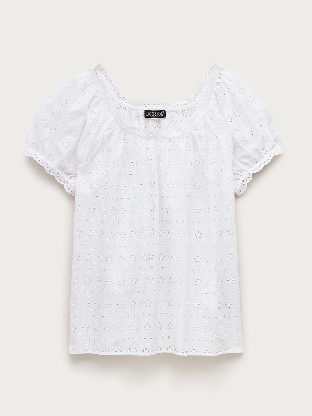 J. Crew White Eyelet Puff-Sleeve Peasant Top - Picture 4 of 7